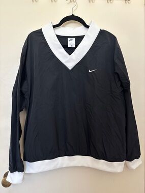 Nike Women’s Black V‑Neck Pullover with White Trim size M